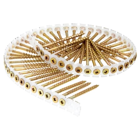 Senco Wood Screw, #8, 2-1/2 in, Zinc Yellow Stainless Steel Square Drive, 1000 PK 08F250YK